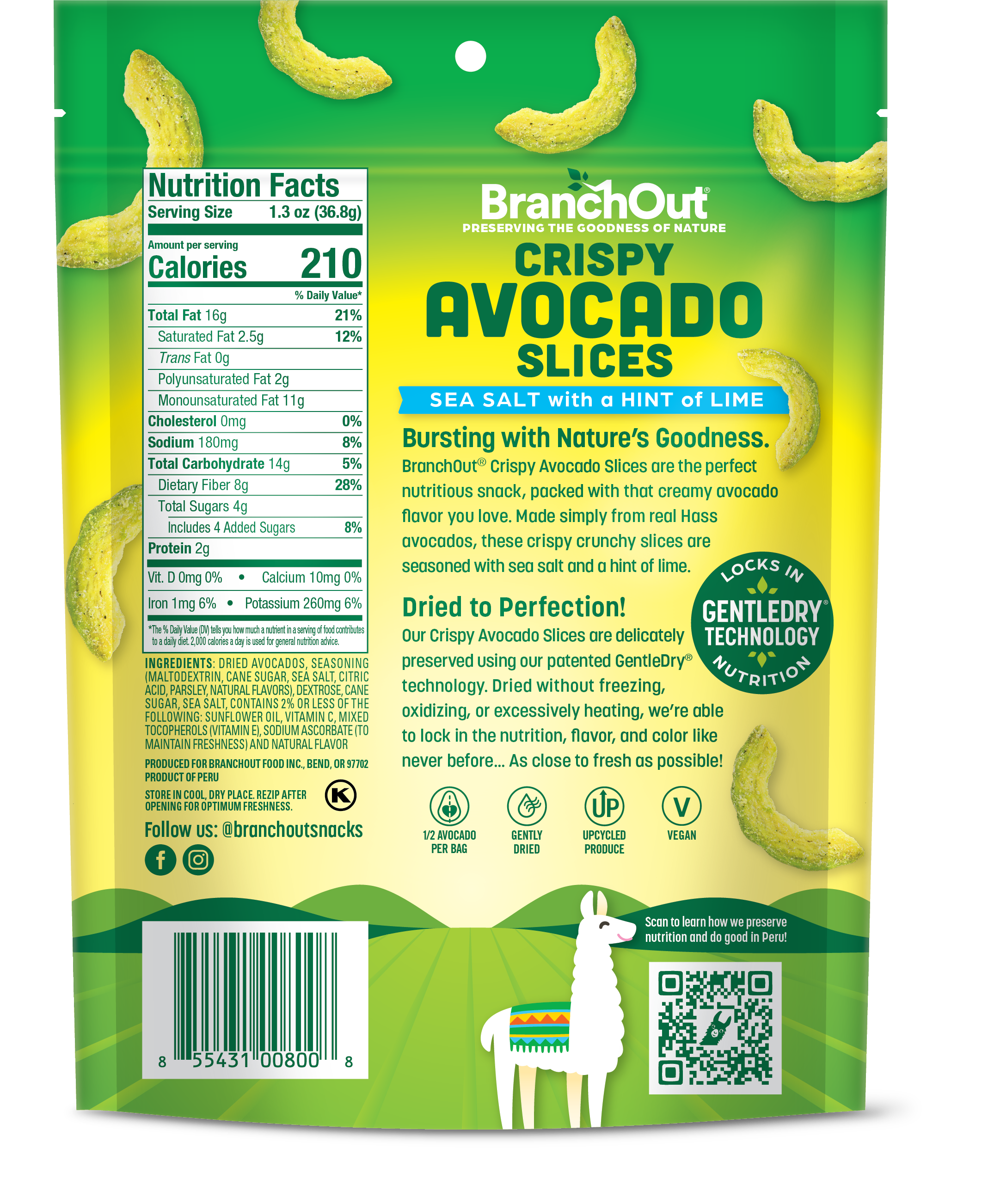 Avocado Chips, Sea Salt with a hint of Lime - 8 bags